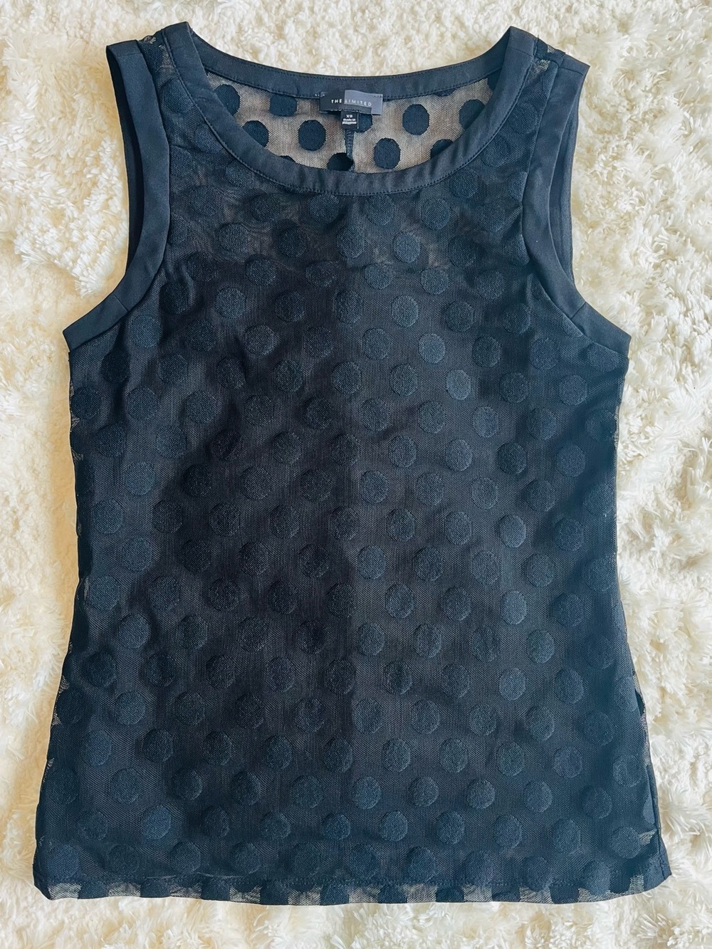 The Limited Black Polka Dot Mesh Tank Top Size XS